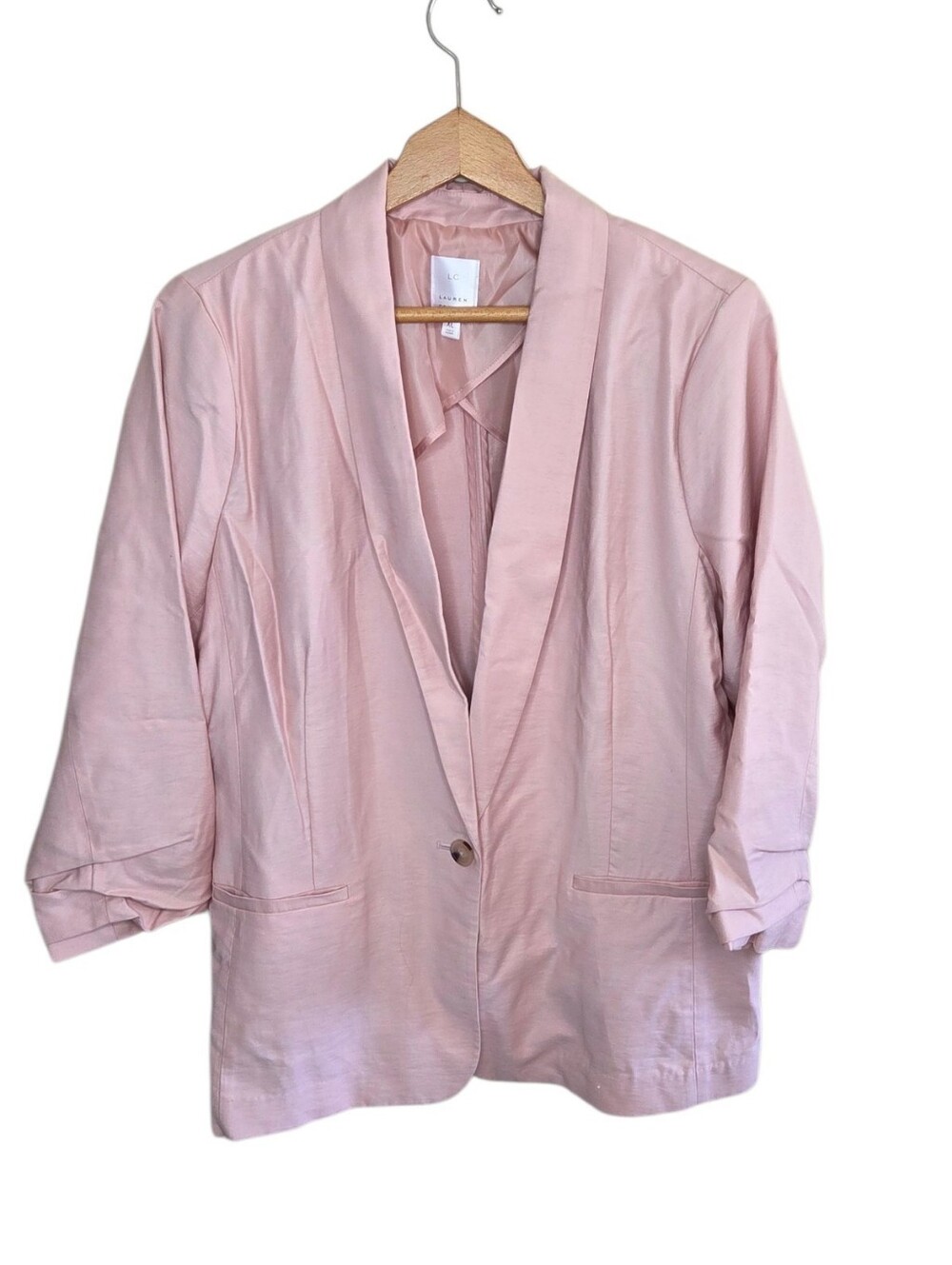 LC Lauren Conrad Light Pink 3/4 Gathered Sleeve Blazer Size XL Pastel Office